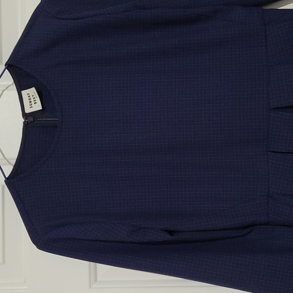 Aritzia Sunday Best Blue Tartine Check Fit and Flare Dress - Picture 3 of 9